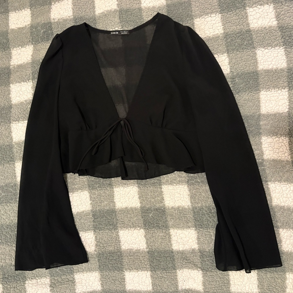 SHEIN Black V-Neck Blouse